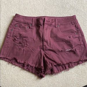 American Eagle Burgundy Distrssed Shorts